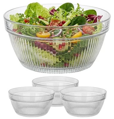 Productafbeelding van KADAX Glazen schalen, diameter 17 cm, set van 6. Glazen saladekommen, dessertkommen, serveerschalen voor salade, dessert, muesli, snacks en bijgerechten, soepkommen, AI-gegenereerde afbeelding