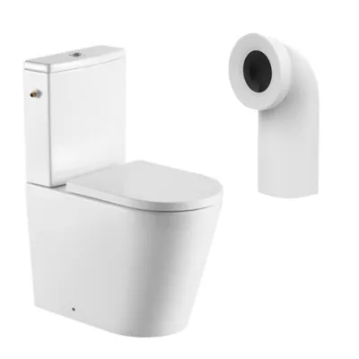 Produktbild von SAT FINE Stand-WC mit Spülkasten Kombi Toilette Wasseranschluss links/rechts spülrandlos mit SoftClose WC-Sitz mit WC-Anschlussbogen 90°. weiß