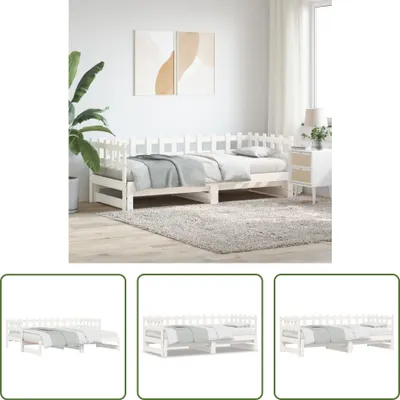 Produktbild von The Living Store Tagesbett Ausziehbar Weiß 2x(90x190) cm Massivholz Kiefer
