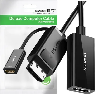 Image de Adaptateur, Cable Displayport (Male) - Hdmi (Female) Ugreen Mm137, 4K (Black)