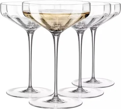 Produktbild von KROSNO Celebration Sektgläser 4er-Set 150 ml – handgemachte Glas-Sektgläser, elegantes Design für Tisch, Küche & stilvolles Servieren zu Hause