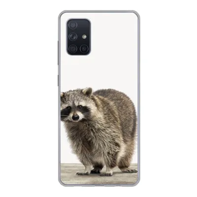 Produktbild von MuchoWow® Handyhülle Schutzhülle Hülle für Samsung Galaxy A51 Waschbär - Tiere - weißer Hintergrund - Jungen - Mädchen - Kinder Silikon Softcase Handy Hülle - Schutzabdeckung