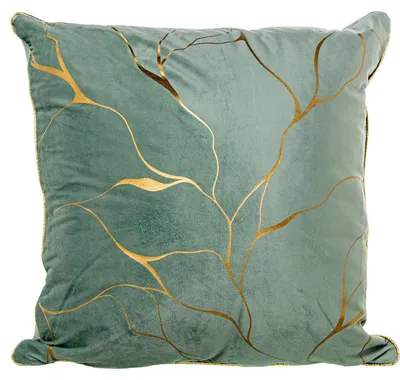 Samtkissen 45x10x45 cm, grün/gold, mit Reißverschluss