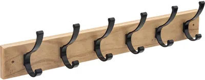 Produktbild von Wandhaken für den Flur aus Holz, 6 Metallhaken
