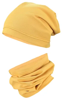 Produktbild von TupTam Kinder Beanie Mütze Schlauchschal Set Übergangszeit, Farbe: Senfgelb, Größe: 48-50