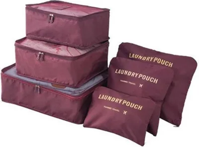 Image de Set de rangement pour vêtements de voyage Filets à linge 6 pcs (rouge)