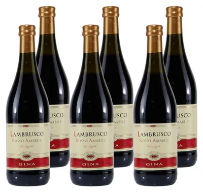 Produktbild von Gina Lambrusco Rosso Amabile -lieblich- (6 x 0,75L)
