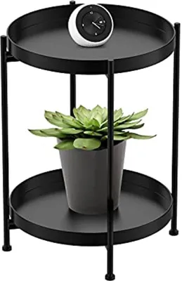 Zdjęcie produktu dla Okrągły metalowy stolik 40 x 40 cm – mały stolik do salonu i na balkon