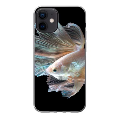 Produktbild von MuchoWow® Handyhülle Schutzhülle Hülle für iPhone 12 Fisch - Schwanz - Schwarz Silikon Softcase Handy Hülle - Schutzhülle