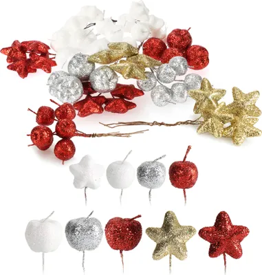 Produktbild von COM-FOUR® Weihnachtsdekoration - Zweige, Sterne und Deko-Äpfel zum Basteln - weihnachtliche Streudeko - Bastel Set - Weihnachtspotpourri als Tischdeko