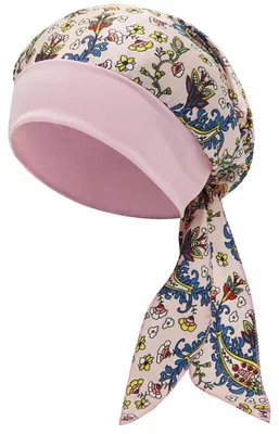 Obrázek produktu pro Chemoturban, dámská hedvábná čelenka s širokým páskem, růžová barva
