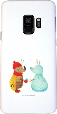Produktbild von Mr. & Mrs. Panda Samsung Galaxy S9 Handyhülle Nachtfalter Schneemann - Weiß - Geschenk, Handy Schutzhülle, Winter, Weihnachten, Smartphone Hülle, Weihnachtsgruß, Schnee