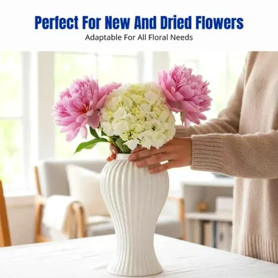 Produktbild von 1 Stück Keramikvase für die Wasserzucht, Kunststoffvase für das Wohnzimmer, moderne, minimalistische Wohndekoration