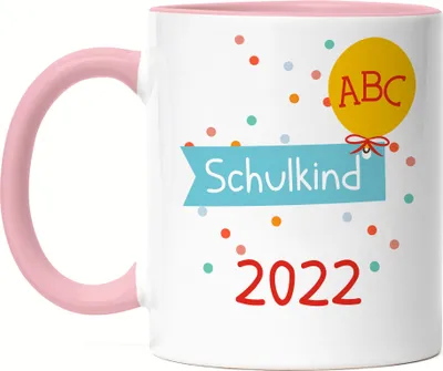 Produktbild von Schulkind 2022 Tasse Rosa Einschulungsgeschenk Luftballon Grundschule 1. Klasse