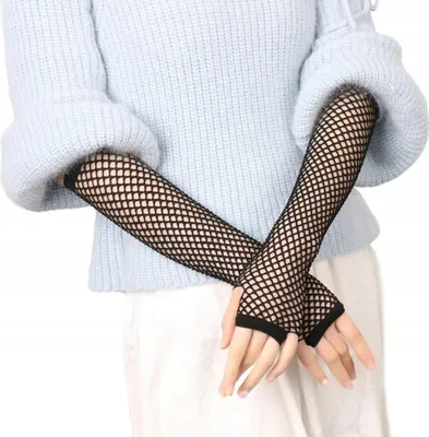 Produktbild von Handschuhe - Netzhandschuhe - Fingerlose Handschuhe - aus Netzstoff - lang - bis zum Ellbogen - Schwarz