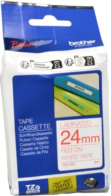 Produktbild von Brother TZE-252, Rot aud Weiss, TZe, Wärmeübertragung, China, 5 Jahr(e), Brother
