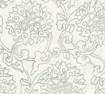 Produktbild von A.S. Création Blumentapete Asian Fusion florale Tapete Vliestapete weiß silber grau 10,05 m x 0,53 m