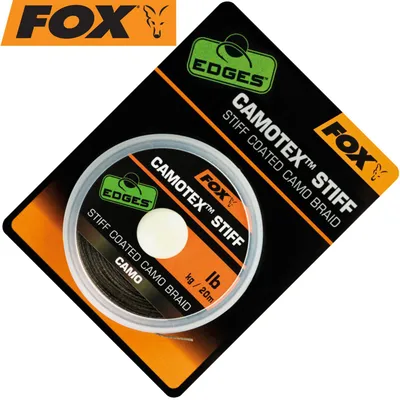 Produktbild von Fox Camotex Stiff Coated Camo Braid 20m - Vorfachmaterial, Tragkraft:20lbs/9.1kg
