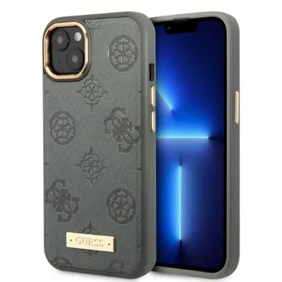 Zdjęcie produktu dla Guess GUHMP13MSAPSTG iPhone 13 / 14 / 15 6.1 szary/grey hardcase Peony Logo Plate MagSafe