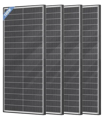 Zdjęcie produktu dla Panele słoneczne, monokrystaliczne, wysoka wydajność, 100W, zestaw 4 sztuk
