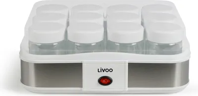 Produktbild von LIVOO Joghurt- und Frischkäsezubereiter Joghurtautomat 12 Gläser Etiketten DOP156