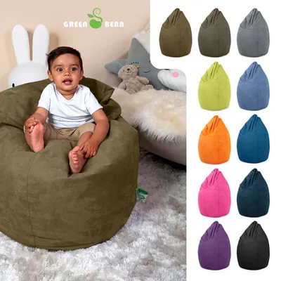 Produktbild von Green Bean® Sitzsack mit Rückenlehne "Drop" 60x60x90cm - Indoor Sitzkissen 220L EPS Perlen Füllung - Olivgrün