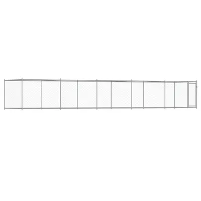 Image de vidaXL Enclos pour chiens avec porte Gris 10x2x1,5 m Acier galvanisé