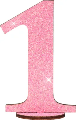 Produktbild von Oblique Unique Zahl 1 Aufsteller aus Holz mit Glitzer Dekoration für Geburtstag Jubiläum Deko Tischdeko - rosa