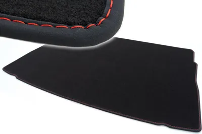 Produktbild von Kofferraummatte für VW Golf 7 VII passend Premium Velours Teppich, Schwarz, Rote Naht, Passgenau