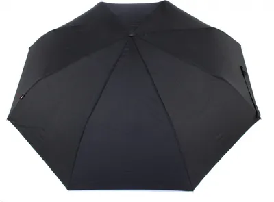 A black umbrella is shown from the top view against a white background.
