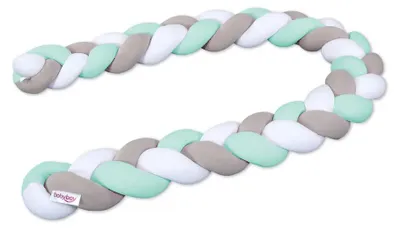 Produktbild von babybay Nestchenschlange Jersey geflochten 280 cm passend für Kinderbetten, weiß/beige/mint