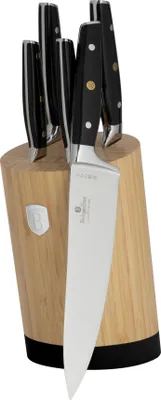 Image de Berlinger Haus 6-Piece Knife Set with Bamboo Bolster, Stainless Steel, Ergonomic Handle, Chef Knife 20 cm, Elegant Design Black/Silver, Precise and Safe Cutting (couteau de chef 20 cm, design lgant, noir/argent)