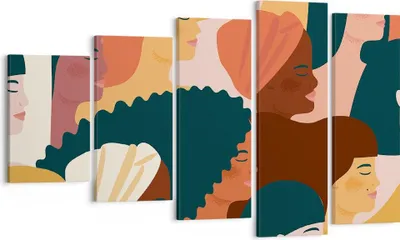 Produktbild von Bild auf Leinwand - Leinwandbild - 5 Teile - Frauen Multikulturalismus Modern - 100x60cm - Wand Bild - Wanddeko - Wandbilder - Leinwanddruck - Bilder - Wanddekoration - Leinwand bilder - EG100x60-4500