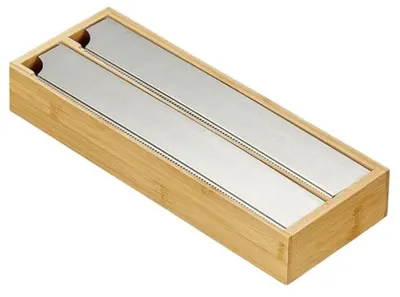 Productafbeelding van PromoHome® Dispenser/organizer voor aluminiumfolie met rolhouder en snijder - 33x13x5,5 cm - zilver