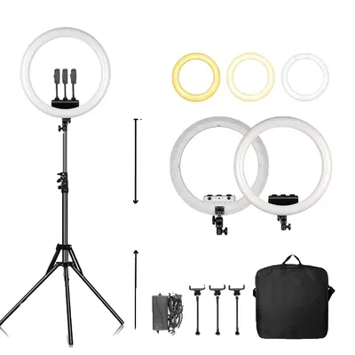 Produktbild von Ringlicht, dimmbare LED-Lampe, USB-Ladung, 184cm Stativ Weiß
