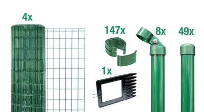 Produktbild von Alberts Fix-Clip Pro Gartenzaun, Höhe 153 cm, Länge 100 m, Zaun-Komplettset zum Einbetonieren, grün