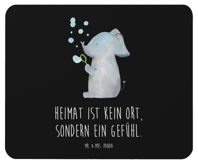 Produktbild von Mr. & Mrs. Panda Mauspad Elefant Seifenblasen - Schwarz - Geschenk, laptop, pc mousepad, Liebe, Liebesspruch, Mouse Pad, Elefanten, Lustige Sprüche, Rüsseltier