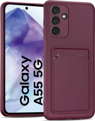 Obrázek produktu pro Pouzdro na mobilní telefon pro Samsung Galaxy A55 5G cover silikonový ochranný kryt se slotem na kartu Slim Wallet Case, Raspberry