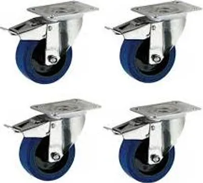 Obrázek produktu pro 100mm Flight case castors - 4 - Heavy Duty Elastic Rubber braked Castor 150kg Ea