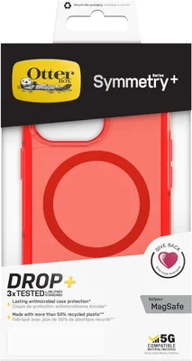 The image shows the retail packaging of an Otterbox Symmetry+ phone case.