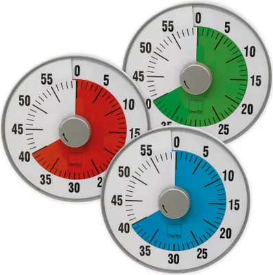 Produktbild von TimeTEX Zeitdauer-Uhr "lautlos" L, mit blauer Scheibe, 19 cm ø