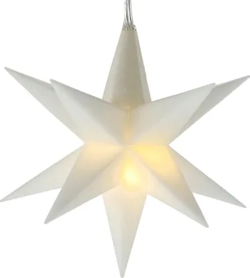 Produktbild von Leuchtstern 3D weiß Ø8cm zum Aufhängen Kunststoff warmweiß Timerfunktion Weihnachtsstern Weihnachtsbleuchtung Zackenstern