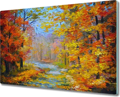 Produktbild von Coloray Hackbrett Kochplattenabdeckung Herdabdeckplatte 80x52 cm Schneidebrett Küchenbrett - Herbstwald