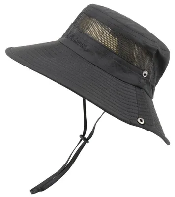 Produktbild von Sonnenhut für Damen und Herren – Outdoor-Sommerhut zum Wandern, UV-Schutz, Fischerhut mit Kinnriemen, Safarihut, faltbarer Campinghut mit breiter Krempe aus Netzgewebe