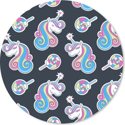 Produktbild von MuchoWow® Mauspad Mousepad Mädchen - Einhorn - Lutscher Bonbons - Muster - Mädchen - Kinder - Kinder 30x30 cm - Mousepads - Maus Mat - Pad - Mausunterlage - Tischunterlage - Schreibtischmatten