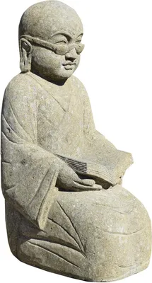 Produktbild von Stonox Shaolin Mönch Figur Rohtak mit Buch Naturstein 70x60x100cm