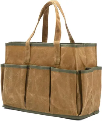 Obrázek produktu pro Nástrojová brašna z voskované plátěné látky, rozměry 36 x 14 x 26,5 cm, 10 přihrádek, určená pro řemeslníky