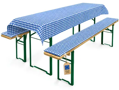 Produktbild von Auflagen für Bierzeltgarnituren Bierbankauflage Auflagenset 3-tlg Tischdecke 240x90 cm Bankauflage 2cm gepolstert