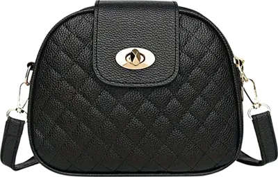 Produktbild von Kleine Umhängetasche aus gestepptem Leder, schwarzes