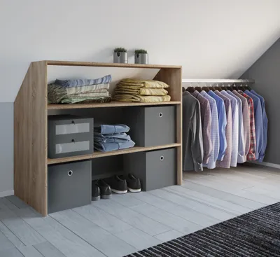 Produktbild von VCM Holz Kleiderschrank | offener Schrank | begehbarer Kleiderregal | Dachschrägen Regal | Maße ca. B. 90 x H. 100 x T. 50 cm - Dacho l